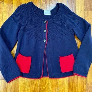 Like new. Navy cotton knit cardigan.